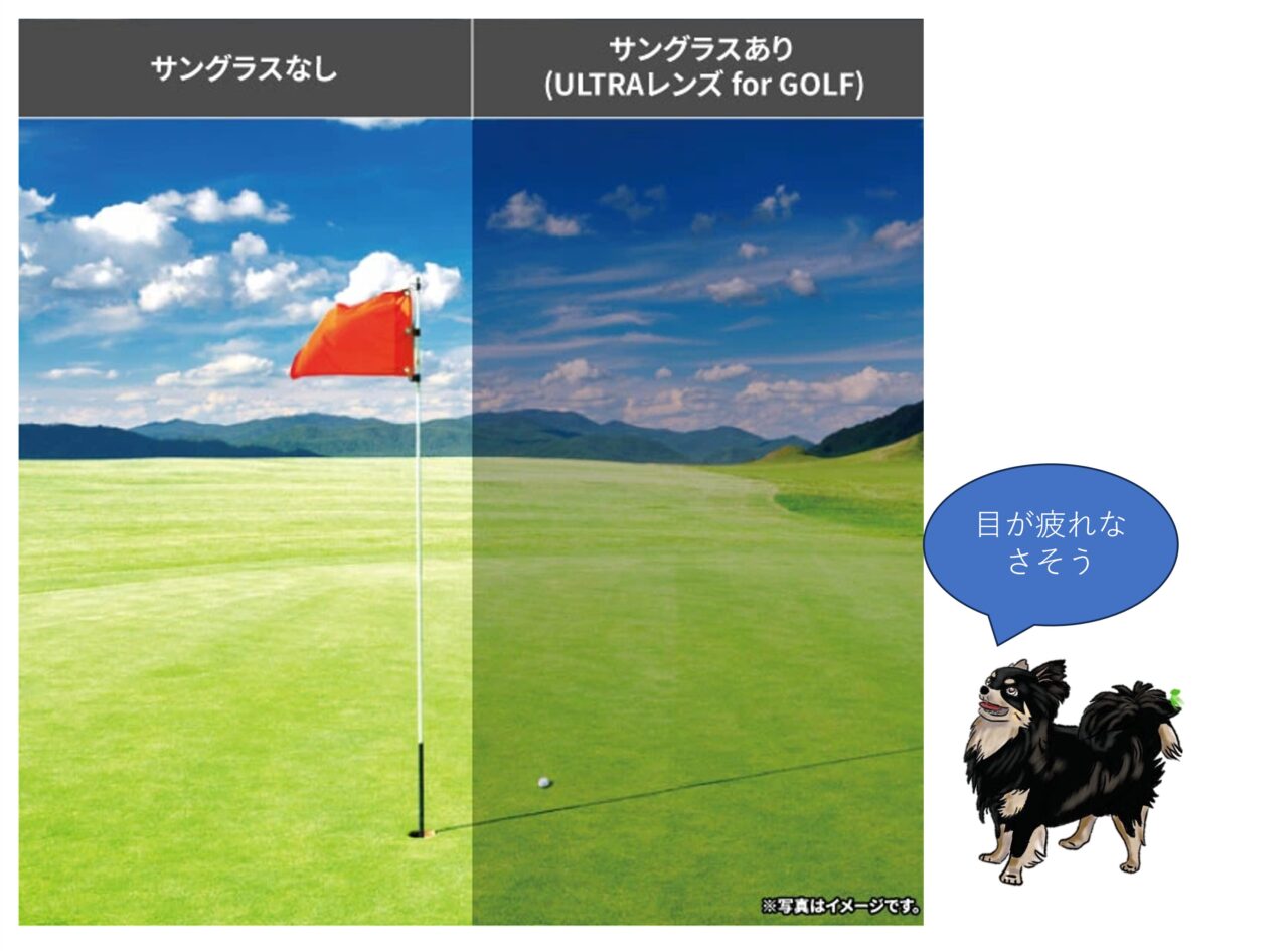 サングラスでのゴルフ芝の見え方